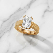 3.00 CT Emerald Cut Lab Grown Diamond Engagement Ring, 9Kβ18K Solid Gold, Elegant Bridal Ring